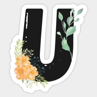 Letter U - Botanical English Alphabet, Name Initial Sticker